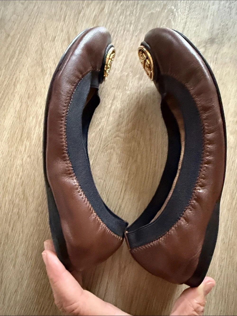 Tory Burch Brown Leather Reva Ballet Flats